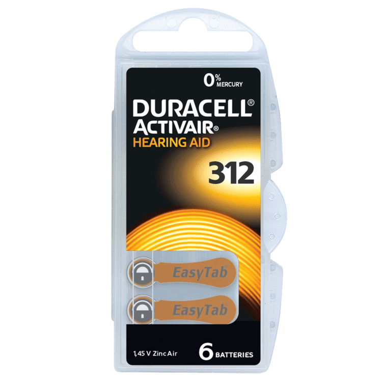 Duracell Activair size 312 Hearing Aid Batteries pack of 6 Connevans